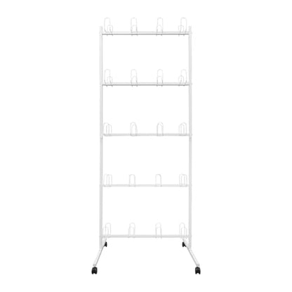 TFCFL Boxing Gloves Drying Rack, Boxing Glove Storage Stand with Universal Wheels,5-Tier Metal Boxing Gloves to Dry Out,Holds 20 Pair of Gloves - color: White