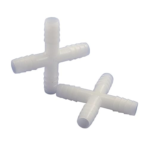 10pcs 10mm Plastic Barbed Cross Connectors Aquarium Fish Tank Tube Splitters Air Pump Soft Pipe Hose Connector