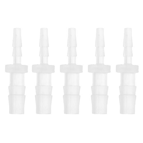 3/32" to 3/16" Hose Barb Fitting Hose Straight Reducing Coupler | 5 Pcs, Plastic, Clear, Fits 3/32" to 3/16" ID Flexible Tube, Barb Reducer Fitting, for Aquarium, Fountain, Drip Irrigation - size: 3/32"-3/16"