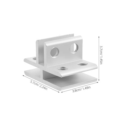 HOMSFOU Aluminum Alloy Glass Clamp Bracket for 5-8mm Shelves, Aquarium and Terrarium Screen Cover Clips, Silver T-Shaped Connector for Glass Shelf Support and Fixing