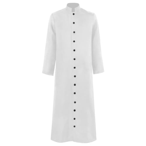 Men's Cassock Robe Church Robe Choir Minister Clergy Pulpit Liturgical 5 colors - color: White, size: XX-Large