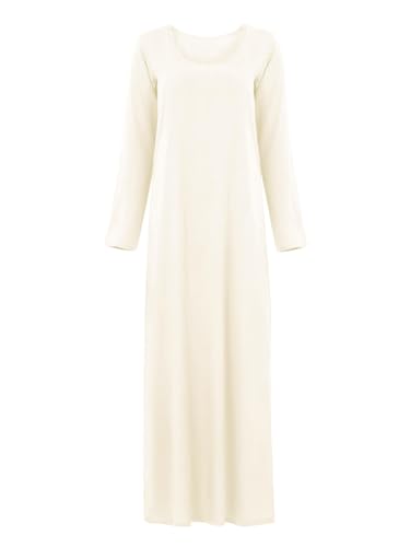 Womens Muslim Abayas Maxi Dress One Piece Long Sleeve Islamic Prayer Dresses Robe Arabian Kaftan - color: Nude, size: XX-Large-3X-Large
