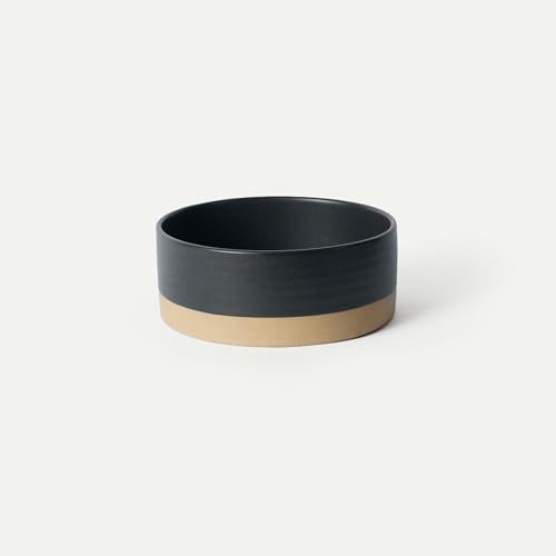 Mora Ceramic Pet Bowl Size Large - Food/Water Dish for Large Dogs, Cats, Great Dane, Mastiff, ect. 50oz or 8 Cups - Basic Bowls for Your Large Dog or Cat, Mix and Match for a Set - Liquorice - color: Liquorice, size: Large