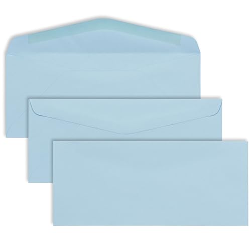 EnDoc #10 Colored Pastel Envelopes - 80 pack -Pastel Blue Color - Colored envelopes letter size for Offices, Holiday, Invoices, Mailings - 4 1/8 x 9 1/2 Inches - color: Pastel Blue | Gummed Seal, size: #10 Envelopes | 80 Count