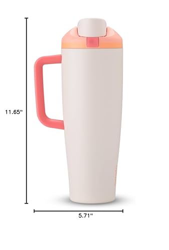Owala FreeSip Tumbler - Stainless Steel-40-oz.-Orange/Tan(Sparkling Sherbet) - color: Sparkling Sherbet, size: 40 Ounces