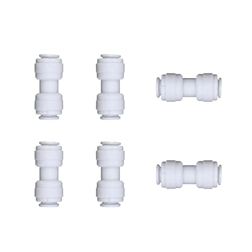 6pcs White Plastic Union Connector (3/8-in OD x 3/8-in OD, Push-to-Connect Coupling Fitting) - size: 3/8-in OD x 3/8-in OD, style: Push-to-Connect Coupling Fitting