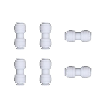 6pcs White Plastic Union Connector (3/8-in OD x 3/8-in OD, Push-to-Connect Coupling Fitting) - size: 3/8-in OD x 3/8-in OD, style: Push-to-Connect Coupling Fitting