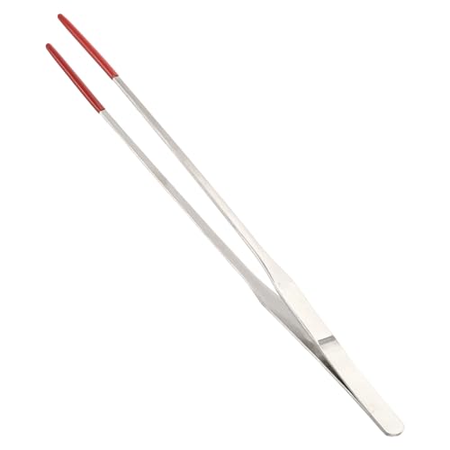 10.63" L Aquarium Straight Feeding Tweezer for Feeding with Red Rubber Tip - color: Red, size: 10.63"
