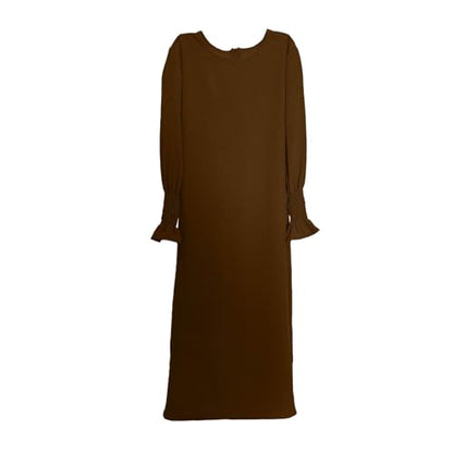 Kids Muslim Dress for Girls Islamic Prayer Clothes Arab Hooded Abaya with Hijab Ramadan Eid Full Cover Kaftan Robe - color: Coffee, size: 9-10 Years