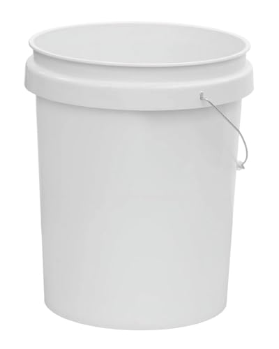 (2 Pack) 5 Gallon Round Utility Bucket, Comfort Handle, Plastic, White