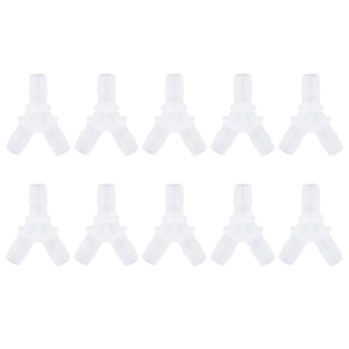 Cyrank 10pcs Aquarium Hose Connector, 8mm Aquarium Air Tubing Connector 3 Way Y Shape Hose Adapter for Fish Tank Air Pump, Silicone Tube Fittings Plastic Tee Connector for Distributary & Outlet