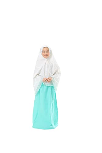 Girls prayer clothes kids Islamic clothing 2 piece set prayer clothes skirt dress with a head scarf and A rosary gift - size: 8-9T