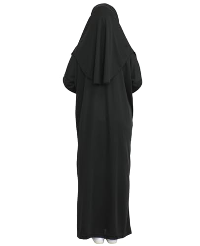 Prien Muslim Dress For Women With Hijab, Abaya, Instant Prayer Clothes Set, Islamic Wear, Dubai Kaftan Jilbab Burqa - color: Black, size: 3X-Large-6X-Large