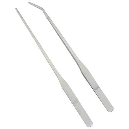 2PCS Aquatic Plant Clamp Tweezers Non-Slip Straight Elbow Clamp with Teeth 27cm Aquarium Tool Sand Flattener Stainless Steel Tweezers with Long Handle