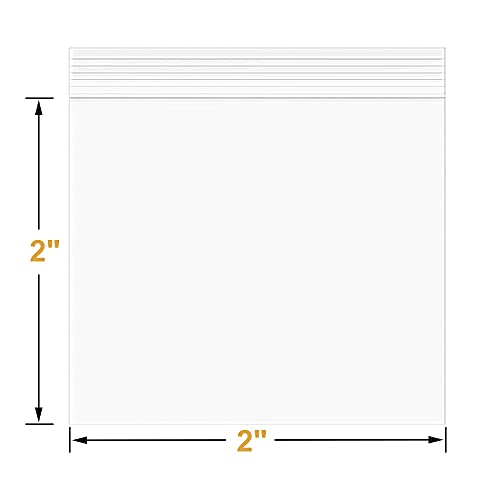 2" x 2" Small Thick 5 Mil Plastic Bags 100 PCS Clear Resealable Zip Seal Lock Poly Bags Reclosable Heavy Duty Zipper Baggies Jewelry Earrings Coin Pills Packing - size: 2x2inch