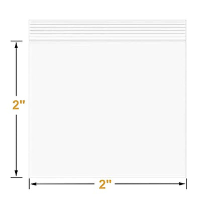 2" x 2" Small Thick 5 Mil Plastic Bags 100 PCS Clear Resealable Zip Seal Lock Poly Bags Reclosable Heavy Duty Zipper Baggies Jewelry Earrings Coin Pills Packing - size: 2x2inch