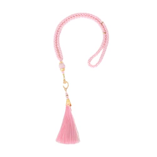Pingyongchang Islam Prayer Beads Tassels Bracelets for Women Meditation Protection Muslim Religion Colored Arab Strand Bangle for Men Boho Chakra Statement Stylish Long Chain Handmade Birthday Gifts - color: Pink