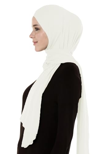 Lina & Lily Breathable Premium Modal Woven Hijab Head Scarf Shawl Wrap for Muslim Women Lightweight - color: Ivory White