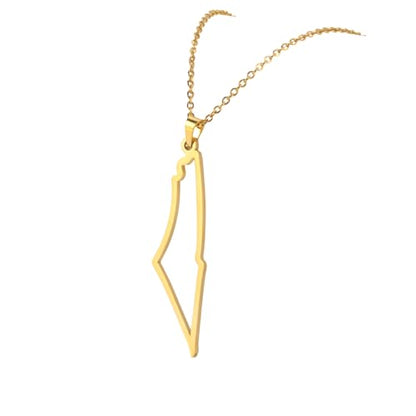 Stainless Steel Palestine Map Outline Pendant, Hollow Country Map Necklace For Adults - color: Gold A
