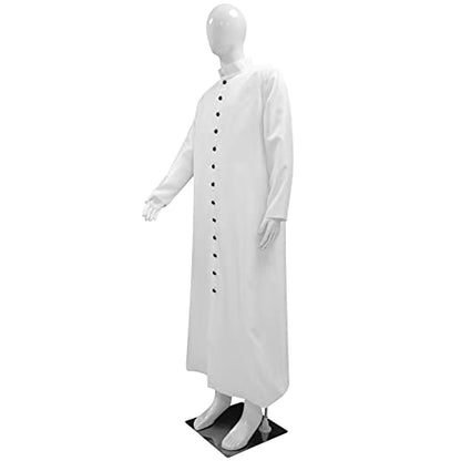 Men's Cassock Robe Church Robe Choir Minister Clergy Pulpit Liturgical 5 colors - color: White, size: Medium