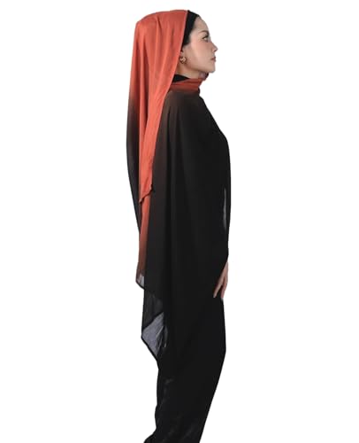 Special Ombre Modal Cotton Hijab Scarf for Women, Graceful Gradient Muslim Head Scarfs - color: Ombre Clay Brown