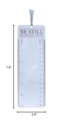 Christian Art Gifts Clear Reading Magnifying Scripture Bookmark for Men, Women & Kids: Be Still & Know - Psalm 46:10 Inspirational Bible Verse w/Ruler for Measuring & Satin Ribbon for Books & Bibles - color: Be Still