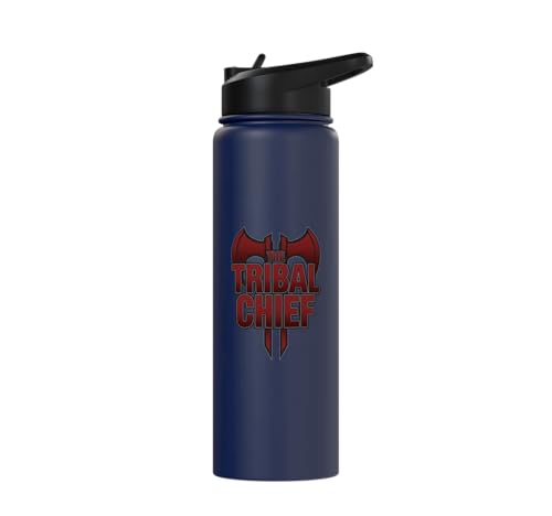 The Tribal Chief Combat Sports Funny Mma Wrestling Stainless Steel Insulated Water Bottle - color: Navy Blue