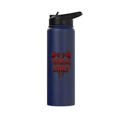 The Tribal Chief Combat Sports Funny Mma Wrestling Stainless Steel Insulated Water Bottle - color: Navy Blue