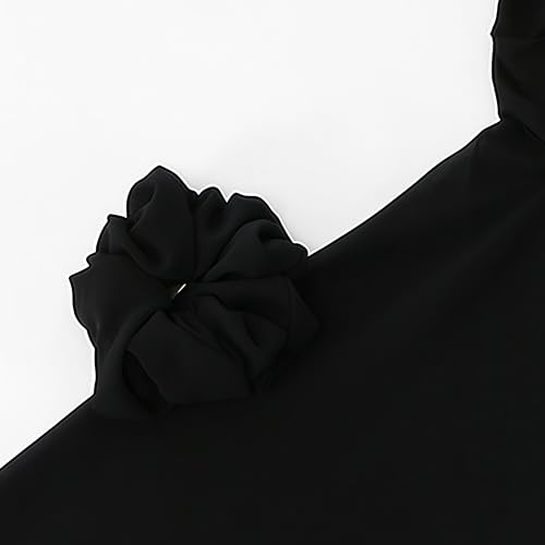 Elastic Band Muslim Headscarf, Chiffon Hijab(70-85cm), Soft Breathable Head Scarf for Daily Wear, Religious Occasions - color: Black