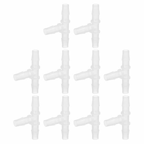 MECCANIXITY 10pcs Plastic Hose Barb Fitting, 3/8" x 3/8" t Shape Tee Barbed Hose Pipe Fitting Splicer Mender Joint Adapter for Water Liquid Fuel Line Tube, Clear - color: Clear, size: 3/8" x 3/8"