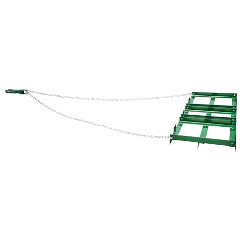 VEVOR Drag Harrow, 4 ft Heavy Duty Tow Behind Drag Harrow with Adjustable Bars & 72 in Chain, Driveway Grader Landscape Rake for ATV, UTV, Tractor, Mower Tow Behind Yard Lawn Leveling Tool - size: 4 FT- Green