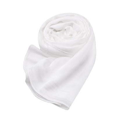 JUMISEE Silky Satin Hijab Scarf for Women Fashion Crinkle Crepe Instant Muslim Islamic Hijab Head Wrap Long Shawls - color: White