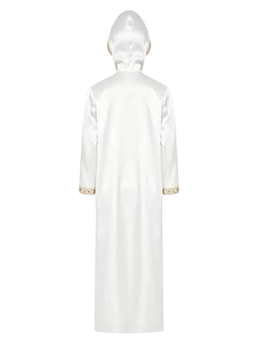 Kids Boys Thobe Muslim Prayer Clothes Saudi Dubai Robe Kaftan Zipper Dishdasha Islamic Eid Ramadan Outfits - color: White, size: 6