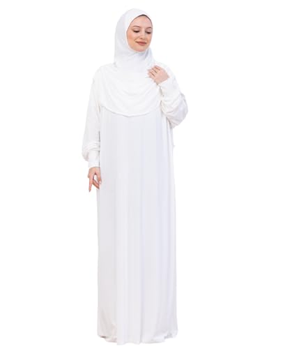 Prien Prayer Dress For Women, Cotton Muslim Abaya, Soft Hijab, Elegant Turkish Islamic Wear For Eid, Ramadan, Umrah, Hajj - color: Cream