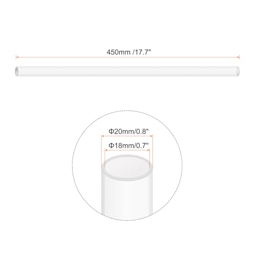 18" Clear Plastic Rigid Pipe 18mm ID x 20mm OD (0.7" ID x 0.8" OD) Acrylic Round Tubing, [for Plumbing, Hydraulics, Aquarium] - size: 0.7" x 0.8"