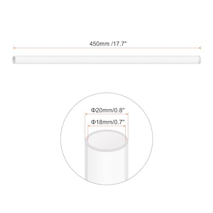18" Clear Plastic Rigid Pipe 18mm ID x 20mm OD (0.7" ID x 0.8" OD) Acrylic Round Tubing, [for Plumbing, Hydraulics, Aquarium] - size: 0.7" x 0.8"