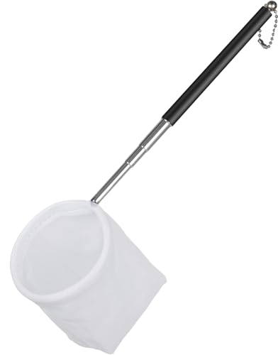 Pawfly Aquarium Shrimp Net - 3 Inch Tiny Fish Tank Net With Extendable Stainless Steel Handle, Soft Round Fine Mesh for Baby Fish, Food Residue, and Debris Skimming in Tanks & Small Ponds - color: Black Round, size: 3 Inch