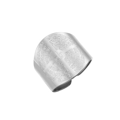 Dreamtimes Islamic Ayatul Kursi Ring for Women Men Muslim Quran Allah Rings Ayatul Kursi Arabic Calligraphy Adjustable Open Ring for Men Islam Eid Ramadan Gifts - style: Silver-2