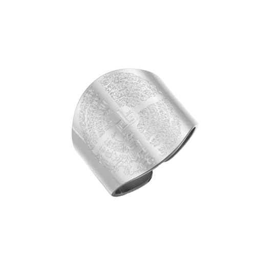 Dreamtimes Islamic Ayatul Kursi Ring for Women Men Muslim Quran Allah Rings Ayatul Kursi Arabic Calligraphy Adjustable Open Ring for Men Islam Eid Ramadan Gifts - style: Silver-2