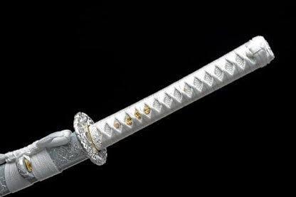 41'' Clay Tempered 1095 Carbon Steel Silvery Dragon Sharp Japanese Samurai Katana Sword