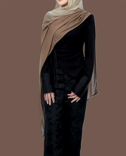 Special Ombre Modal Cotton Hijab Scarf for Women, Graceful Gradient Muslim Head Scarfs - color: Ombre Brown