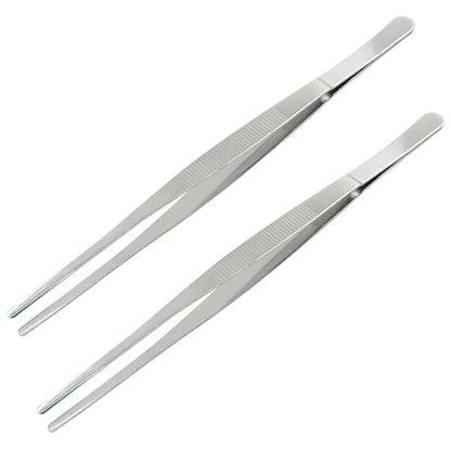 2 Pcs 10 Inch Stainless Steel Forceps, Straight Metal Tweezers General Application for Kitchen, Crafts, Plants - size: 10 Inch
