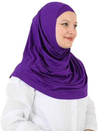 Prien Chic Ready To Wear Hijab For Women, Muslim Long Turban Undercap Set, Instant Scarf, Prayer Clothes For Girls, Abaya - color: Purple