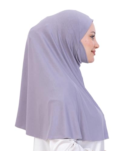 Prien Easy To Wear Hijab For Women, Muslim Instant Turban With Niqab, Islamic Clothes, Soft Scarf For Prayer, Abaya, Khimar - color: Grey