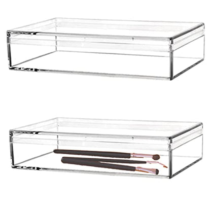 Acrylic Box for Candy Clear Display Boxes Rectangle Box with Lid 2 Pieces Plastic Jewelry Storage Box for Birthday Wedding Party - size: 4.3 x 2.8 x 1 Inch