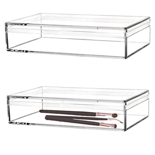 Acrylic Box for Candy Clear Display Boxes Rectangle Box with Lid 2 Pieces Plastic Jewelry Storage Box for Birthday Wedding Party - size: 4.3 x 2.8 x 1 Inch