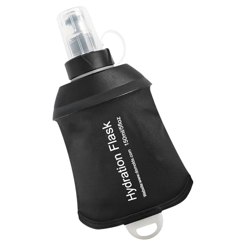 WILDREEDS 150ml Soft Flask, TPU Collapsible Soft Water Bottle for Hydration Pack, Running Vest, Folding Water Bottle for Hiking Cycling Climbing-1Pcs, Black - color: 150ml Black