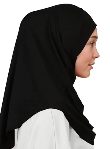 Lina & Lily Modal Jersey Muslim Amira Instant Hijab Scarf One Piece Ready-To-Wear - color: Black