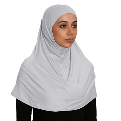 TheHijabStore.com Women's 2 Piece Amira Jersey Hijab - Soft Modal Stretch Head Scarf with Tube Under Scarf Cap - color: White