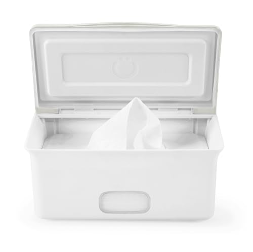 Ubbi Baby Wipes Dispenser with Weighted Plate, Oat | Rubber Seal Keeps Wipes Fresh, Non-Skid Feet, Holds Standard Pack of Wipes, Baby Changing Station Essential - color: Oat Wipes Dispenser, size: 1 Count (Pack of 1)